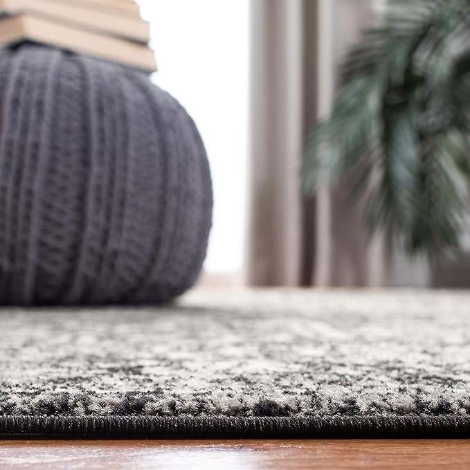 SAFAVIEH Area Rug 10x14 - Evoke Collection - Large - Black & Grey, Distressed Design, Non-Shedding & Easy to Clean, Ideal for Living Room, Bedroom, Dining Space (EVK256R)