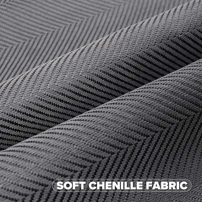 FUTEI Dark Grey Chenille Throw Pillow Covers 18x18 Inch Set of 2,Soft Wide Chevron Textured Cushion Case,Farmhouse Home Decor for Couch Bed Living Room