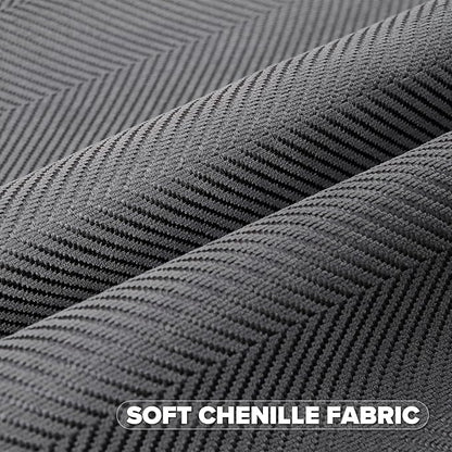 FUTEI Dark Grey Chenille Throw Pillow Covers 18x18 Inch Set of 2,Soft Wide Chevron Textured Cushion Case,Farmhouse Home Decor for Couch Bed Living Room