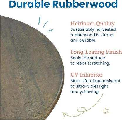 ECR4Kids 30in D Round Hardwood Table with 22in Legs, Kids Furniture, Grey Wash