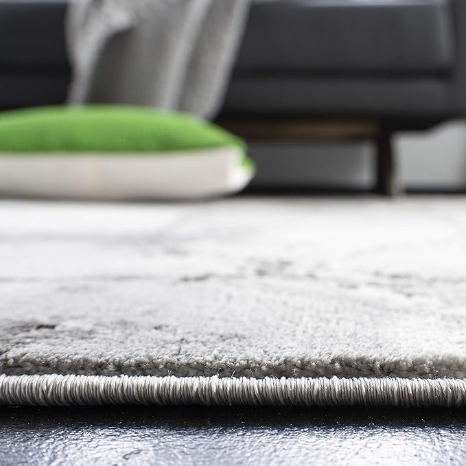 SAFAVIEH Craft Collection Area Rug - 10' Square, Grey & Silver, Modern Abstract Design, Non-Shedding & Easy Care, Ideal for High Traffic Areas in Living Room, Bedroom (CFT877G)