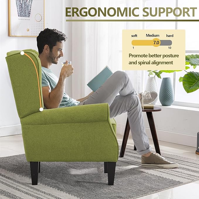 Accent Chair, Modern Living Room Chairs with Wingback, Comfy Upholstered High Back Single Sofa for Bedroom, Mid-Century Reading Armchair Sillas para Sala