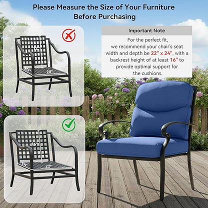 8-Piece Outdoor Patio Cushion Set - Fade & Water Resistant with Removable Olefin Cover, 22x24x4 Inch Memory Foam Cushions for Wicker Sectional Sofa – Blue/Crescent