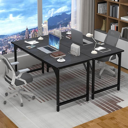 StarGraph Home Office Desks 47 Inch Large Office Desk with Sturdy Metal Frame Modern Computer Desk Gaming Study Writing Work from Home Desks, Black