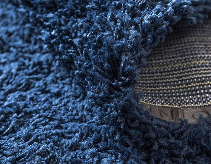 Unique Loom Solid Shag Collection Area Rug (4' 1" x 6' 1" Rectangle, Sapphire Blue/ Navy Blue)
