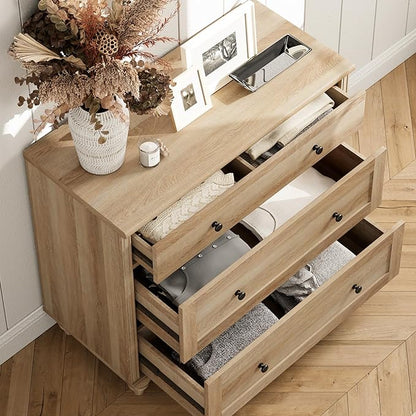 WAMPAT 3 Tier Bookshelf with 3 Drawers, 72" Tall Bookcase Large Farmhouse Display Book Case Shelf with 3-Tier Open Book Shelfs，Library Wood Bookshelves for Living Room,Kitchen, Oak