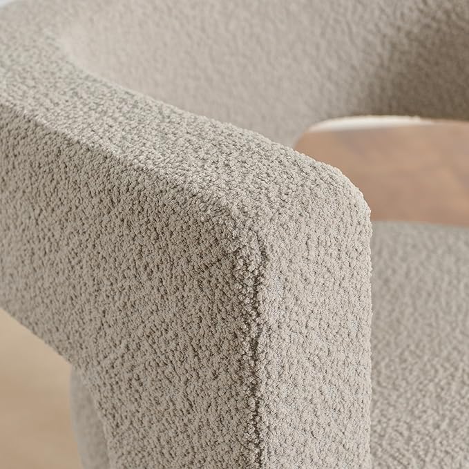 KINWELL 28" W Modern Boucle Accent Chair, Mid Century Upholstered Square Armchair, No Assembly Single Sofa Side Chair for Living Room Lounge Bedroom (Oatmeal)