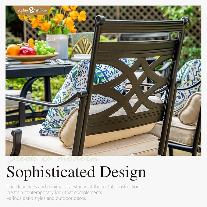 Sophia and William Patio Dining Chairs Set of 6, Outdoor Metal Armchairs, Outdoor Dining Chairs