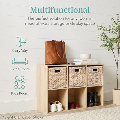 Best Choice Products 6-Cube Storage Organizer, 11in Shelf Opening, Bookcase, Display Shelf, Customizable w/ 3 Removable Back Panels – Walnut