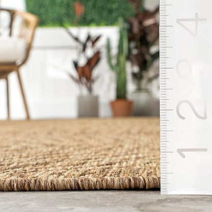 nuLOOM Ranya Light Brown/Ivory, 4' Square, Tribal Geometric, Soft and Cozy, High Traffic, Stain Resistant, Easy Clean, Durable Area Rug for Indoor/Outdoor Patio, Deck, Porch, Garden, Courtyard