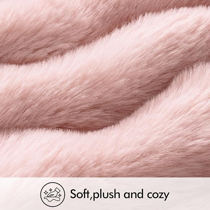 MIULEE Faux Fur Pillow Covers Thick Soft Plush Throw Pillows Luxury Home Decor for Couch Bed Bedroom Living Room Sofa,20x20 Inch Pack of 2 Light Pink