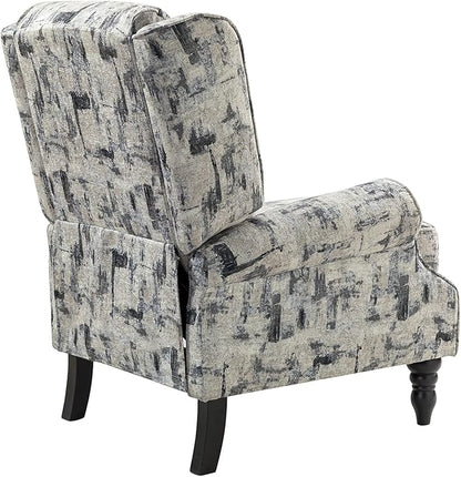 HULALA HOME Upholstered Wingback Recliner Chair, Small Adjustable Footrest Push Back Single Reclining Sofa, Mid Century Modern Lounge Armchair for Living Room, Bedroom, Reading/Grey
