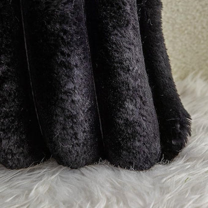 Neelvin Black Faux Fur Cozy Soft Striped Decorative Throw Pillow Covers 24x24 inch Set of 2,Velvet Pillowcase Cushion Case for Sofa Couch
