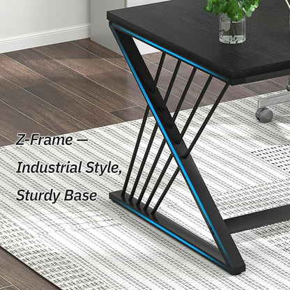 FOLUBAN 70.9" Black Computer Desk, Modern Home Office Desk, Large Gaming Workstation Executive Desk with Z-Shaped Legs, 2 Person Large Study Writing Table for Bedroom