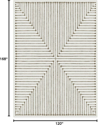 RUGGABLE x Jonathan Adler Machine Washable Modern Area Rug– Inkdrop Camel & Ivory 10x14, Stain-Resistant, Non-Slip – Large Rugs for Living Room, Bedroom, Hallway, Entryway & Office–with Cushioned Pad