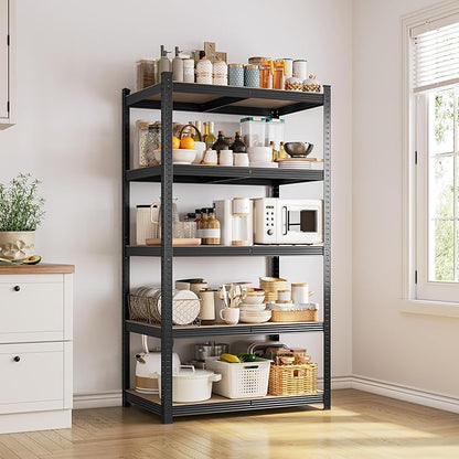 Yaheetech Standing Shelf Units, 5 Tier Storage Shelf, Heavy Duty Shelving, Adjustable Garage Shelves, Utility Rack Shelf Unit, Basement Warehouse Shed, 35.5" Wx 16" D x 71" H - Black