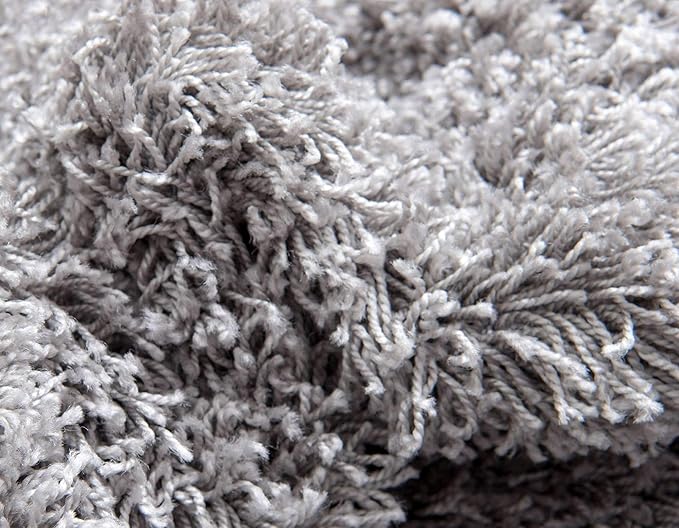 Unique Loom Solid Shag Collection Area Rug (7' 1" x 10' Rectangle, Cloud Gray)