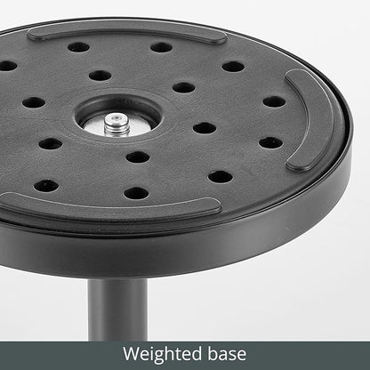 mDesign Glass Top Side/End Drink Table - Small Modern Round Accent Metal Nightstand Furniture for Living Room, Dorm, Home Office, and Bedroom - 9" Round - Smoke Gray/Black