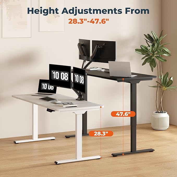 Standing Desk, Large Stand Up Desks, 71x31 Inches Electric Sit Stand Desks , Adjustable Height Computer Table Charging USB Port&Sedentary Reminder for Home Office with Splice Board (Black)