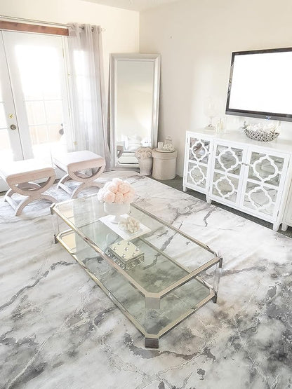 SAFAVIEH Craft Collection Area Rug - 8' x 10', Grey & Silver, Modern Abstract Design, Non-Shedding & Easy Care, Ideal for High Traffic Areas in Living Room, Bedroom (CFT877G)
