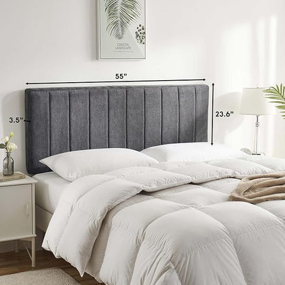 Nestl Upholstered Full Headboard - Easy Assemble Channel Stitched Headboard Full Size - Wall Mounted Headboards with 3D Soundproof Wall Panels Peel & Stick Floating Headboards, Grey