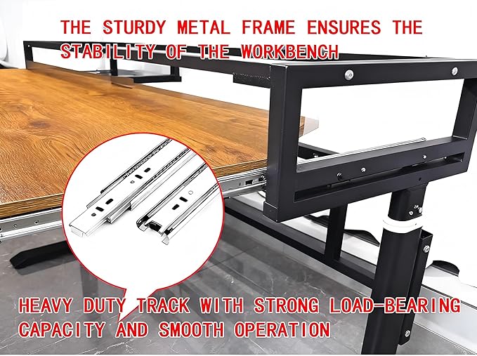 Studio Desk with Keyboard Tray | Hand-Crank Adjustable Standing Desk Workstation for Music Production, Cable Management, MIDI Keyboard Shelf (Natural, 70in)