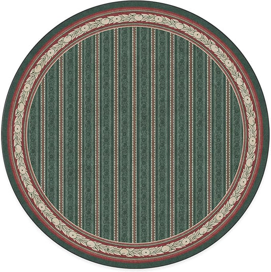 RUGGABLE x Morris & Co Machine Washable Area Rug– Fruit Stripe Spruce Green 6 ft Round, Stain-Resistant, Non-Slip – Medium Rugs for Living Room, Bedroom, Hallway, Entryway & Office–with Cushioned Pad