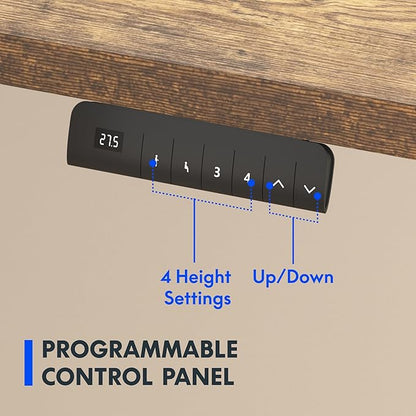 FLEXISPOT E3 Dual Motor Electric Standing Desk 55x28 Inch Whole-Piece Board Height Adjustable Electric Sit Stand Desk (Black Frame + Special Walnut Desktop, 2 Packages)