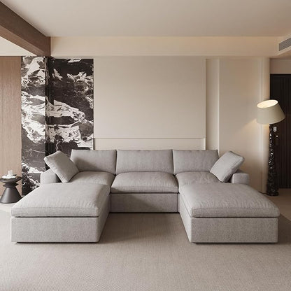 Cloud Modular Sectional Sofa Couch,120.45" U Shaped Convertible Couches with Storage Ottoman for Living Room,Minimalist Deep Sofa Couches,Sofa Covers Washable&Replaceable