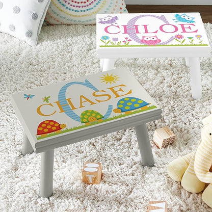 Let’s Make Memories Personalized My Own Name Step Stool - Children’s Step Stool - Sturdy Wood – Non-Toxic Paint, Sealer - Owl Design - White - 14’Wx9.25”Lx8.75”H - Ages 3+