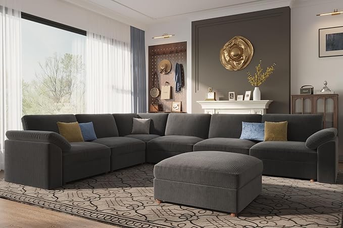 EASE MOOSE Oversized Sectional Modular Sofa,Large L Shape Sectional Couch Wide Deep Seat Modular Cloud Couch,Removable Cover