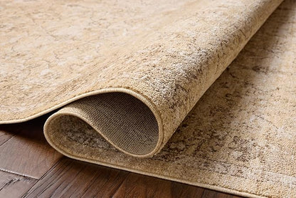Loloi Chris Loves Julia Palma Collection PLM-10 Wheat/Bark 2'-3" x 3'-10" Fringe Accent Rug Vintage Style Boho Living Room Bedroom Carpet