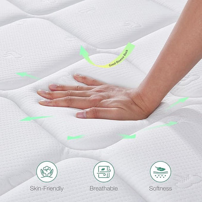 Novilla Full Mattress 10 Inch, Hybrid Full Mattress in a Box, Pocket Innerspring Pillow Top Mattresses for Motion Isolation, Mattresses Full Size Bed for Pressure & Pain Relief, Medium Firm Feel