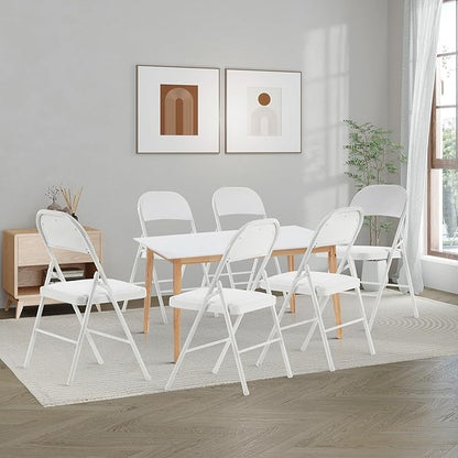 Folding Chairs 50 Pack with Padded Cushion and Back, White Portable Heavy Duty Metal Frame Commercial Seat with 330-LBS Capacity for Indoor Outdoor Office Party Events Kitchen Wedding