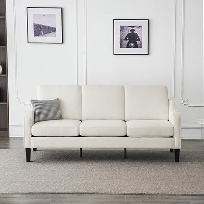 VINGLI Small Couch Sofa 71" Comfy Couches for Living Room Beige 3 Seat Sofa Couch Mid Century Modern Sofa Furniture Couches with Scooped Arms for Small Spaces, Bedroom, Apartment, Studio