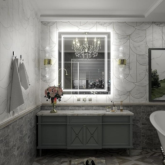 30x36 LED Bathroom Mirror, Lighted Mirror for Bathroom Wall, Backlit and Front lit, Dimmable, Anti-Fog, Shatterpoof, Memory (Horizontal/Vertical)