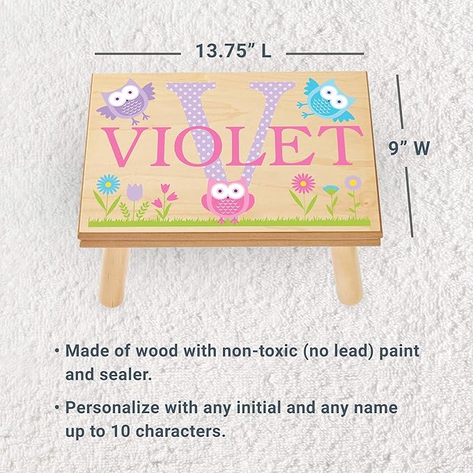 Let’s Make Memories Personalized My Own Name Step Stool - Children’s Step Stool - Sturdy Wood – Non-Toxic Paint, Sealer - Unicorn Design - Gray - 14’Wx9.25”Lx8.75”H - Ages 3+