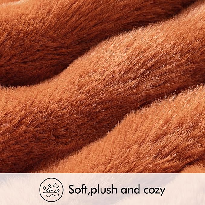 MIULEE Faux Fur Pillow Covers Thick Soft Plush Lumbar Throw Pillows Luxury Home Decor for Fall Couch Bed Bedroom Living Room Sofa,12x20 Inch Pack of 2 Rust