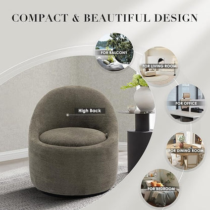 360° Swivel Accent Chair, Mid-Century Modern Chair with Hidden Storge, Small Swivel Chair with Arms for Living Room/Office-Green