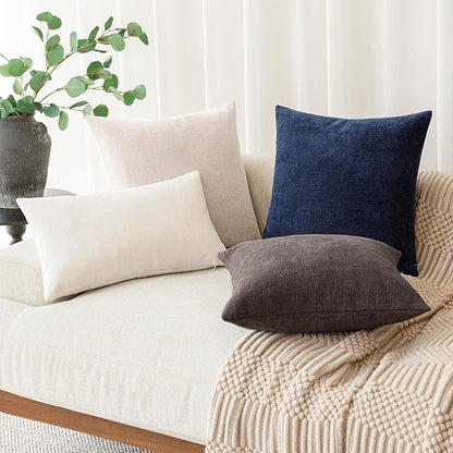 Foindtower Pack of 2 Soft Textured Throw Decorative Pillow Covers Square Accent Solid Cushion Cover Cozy Farmhouse Pillow Case with Zipper for Couch Sofa Bedroom Living Room 26x26 Inch, Charcoal