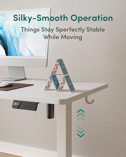 CubiCubi 40 x 24 Inches Electric Standing Desk, Height Adjustable Sit to Stand Desk, Home Office Table with Splice Board, White