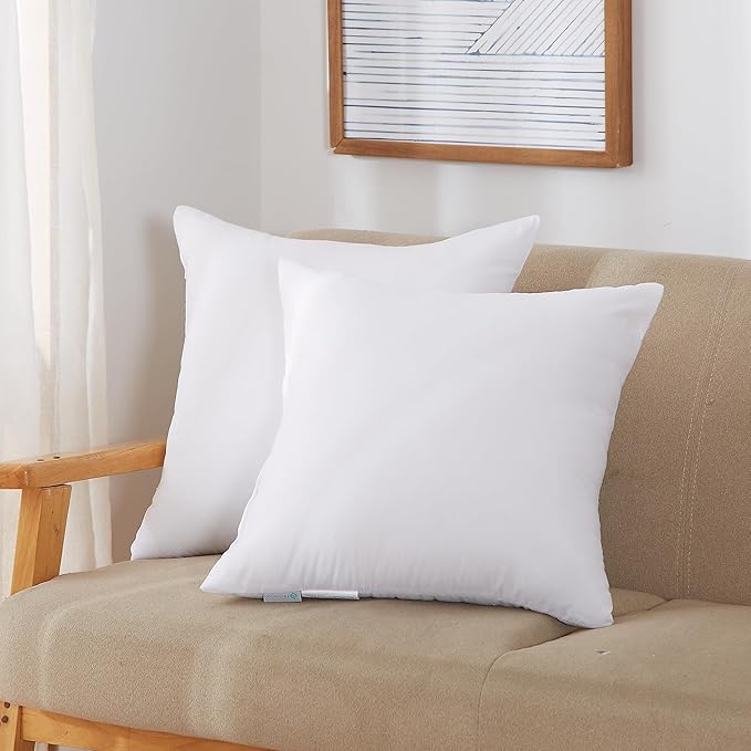 Acanva 22x22 Throw Pillow Inserts Set of 4, Premium Polyester Fiber Fill Square Sham Stuffer Cushion for Sofa, Bed, Couch and Chair, Machine Washable, 22x22 Inch(for 20x20 Cover), White 4 Count
