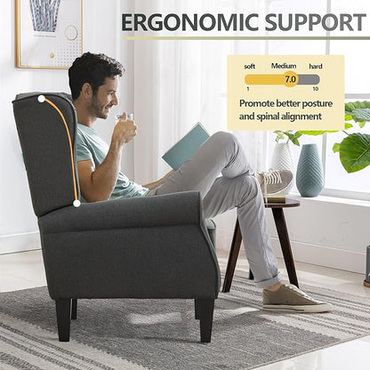 Accent Chair for Living Room Set of 2, High Back Reading Armchairs with Removable Seat Cushion, Mid-Century Single Couch in Fabric, Modern Ergonomic Wingback Chair for Bedroom,Club, Balcony