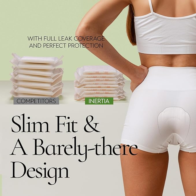 INERTIA The Prism White – Truly Organic Ultra Thin & Leak-Proof Organic Cotton Korean Pads with Wings | Heavy Absorbency | Hypoallergenic, Super Absorbent, Chlorine-Free & Fragrance-Free (10 Count)
