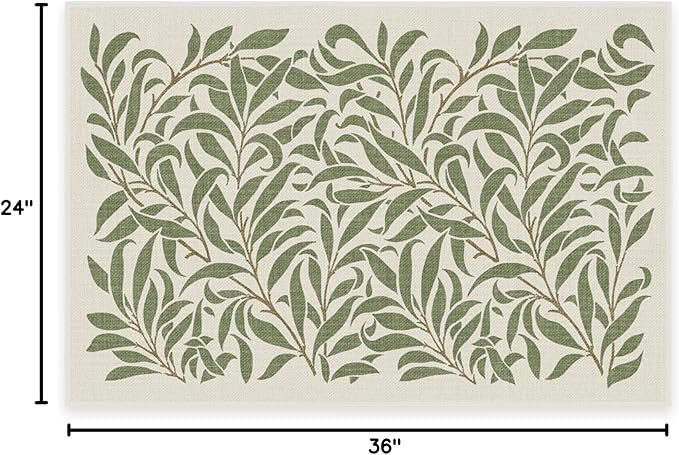 RUGGABLE x Morris & Co Machine Washable Area Rug – Pure Willow Boughs Green 2x3, Stain-Resistant, Non-Slip – Small Rugs for Living Room, Bedroom, Hallway, Entryway & Bathroom–with Cushioned Pad