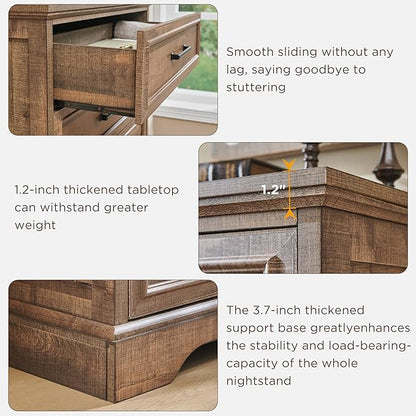 ACCOHOHO Farmhouse 5 Drawers Dresser Chests for Bedroom,46" Tall Wood Rustic Chest of Drawers with Wide Metal Handle,Natural Texture,Drawer Organizer for Bedroom,Living Room,Hallway and Entryway,LB