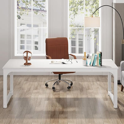 Tribesigns Modern Computer Desk, 78.7 x 39.4 inch X Large Executive Office Desk Computer Table Study Writing Desk Workstation for Home Office,White