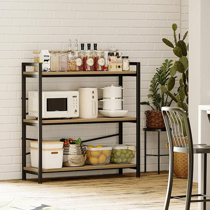 Book Shelf, 3 Tier Bookshelf 31.49" Width, Book Shelf Storage and Organization, Wooden and Metal Industrial Bookcase, Large Book Shelves for Home Living Room Bedroom Office Storage(Light Coffee)