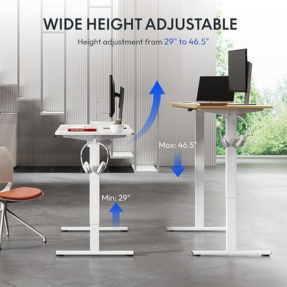 FLEXISPOT Standing Desk Electric Height Adjustable Desk with 48 x 24 Inch Splice Board, Home Office Computer Workstation, White Top + White Frame