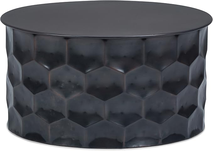 SIMPLIHOME Whitney Industrial 31 inch Wide Metal Storage Coffee Table in Antique Bronze, Fully Assembled for the Living Room and Bedroom